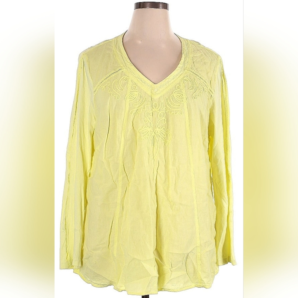 Soft Surroundings Lemon Embroidered Tunic
